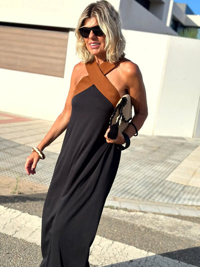 Sienna | Elegant Open-Back Dress with Stylish Crossover Neckline