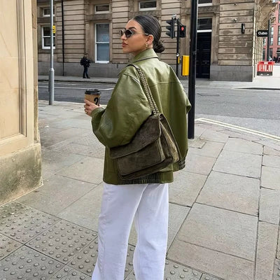 Simone – Oversized Faux Leather Coat