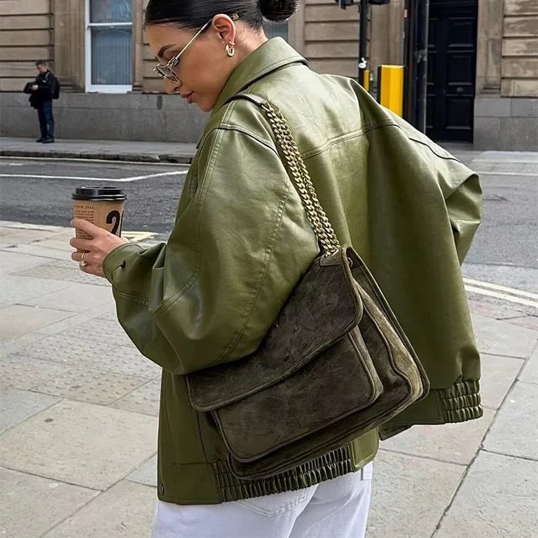 Simone – Oversized Faux Leather Coat